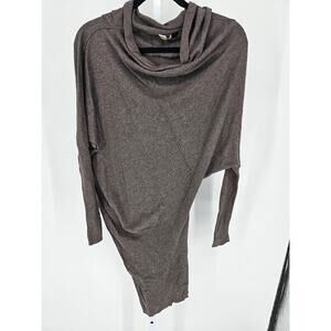 Vtg Y2K Cashmere Womens Sz S Knee Length Cowl Neck Sweater Dress Taupe